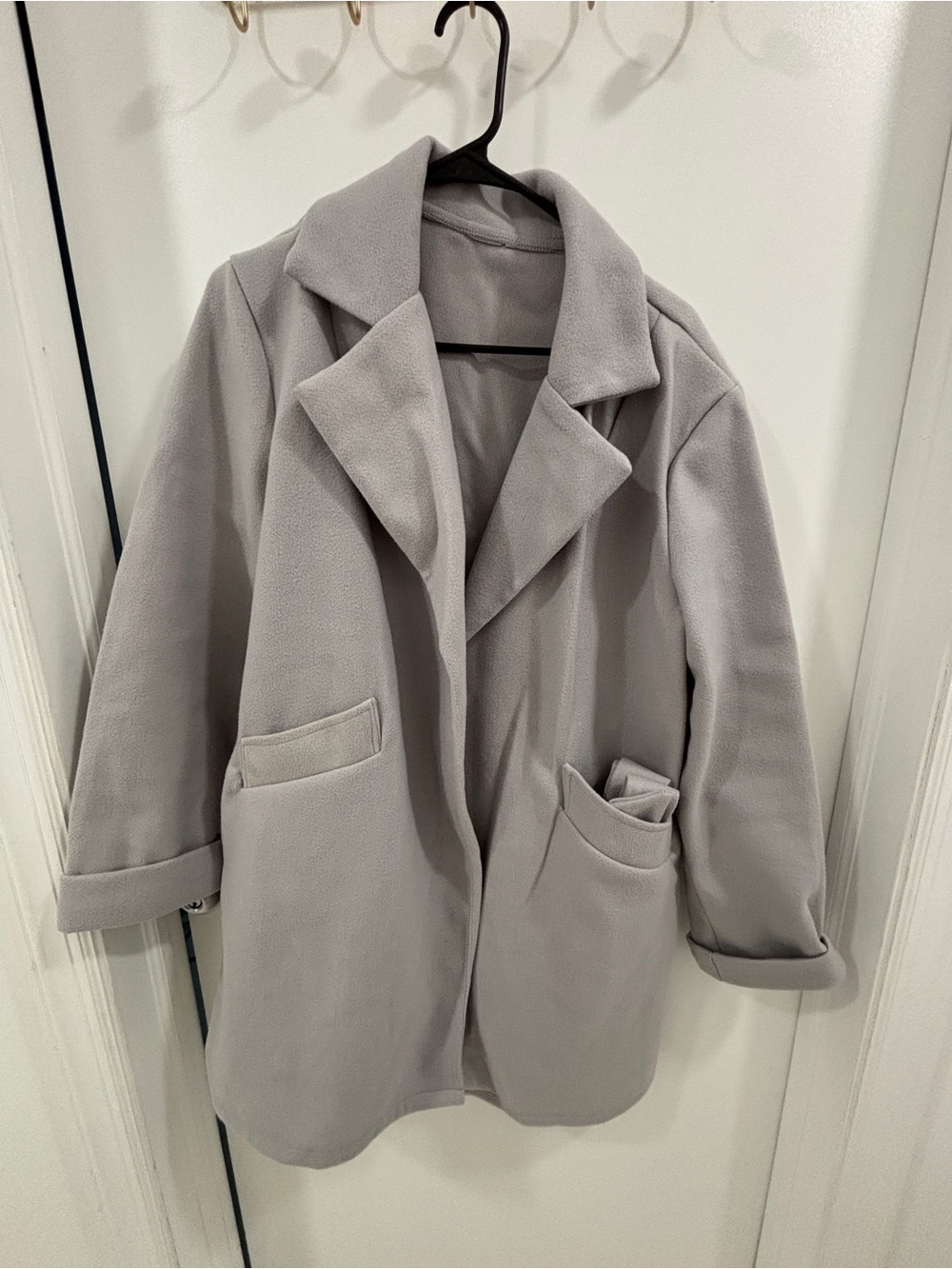 SHEIN Light Gray Open-Front Pea Coat
